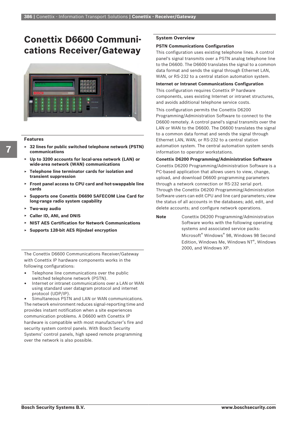 Conettix d6600 communications receiver/gateway, Conettix - receiver/gateway, Conettix d6600 communications receiver | Gateway, Conettix d6600 communi- cations receiver/gateway | Bosch 8-Dec User Manual | Page 394 / 506