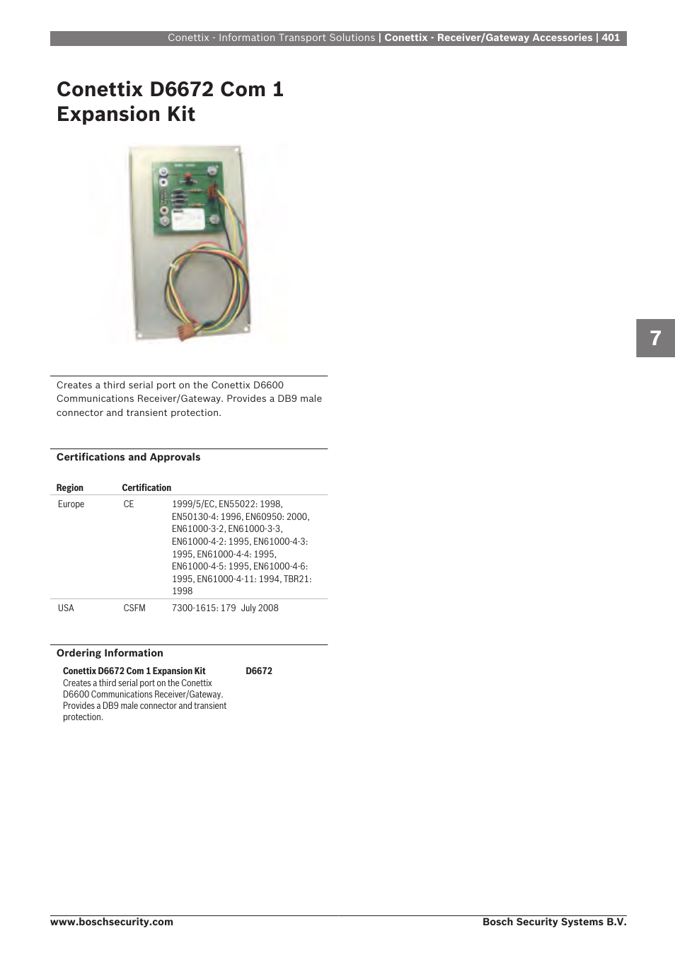 Conettix d6672 com 1 expansion kit | Bosch 8-Dec User Manual | Page 409 / 506