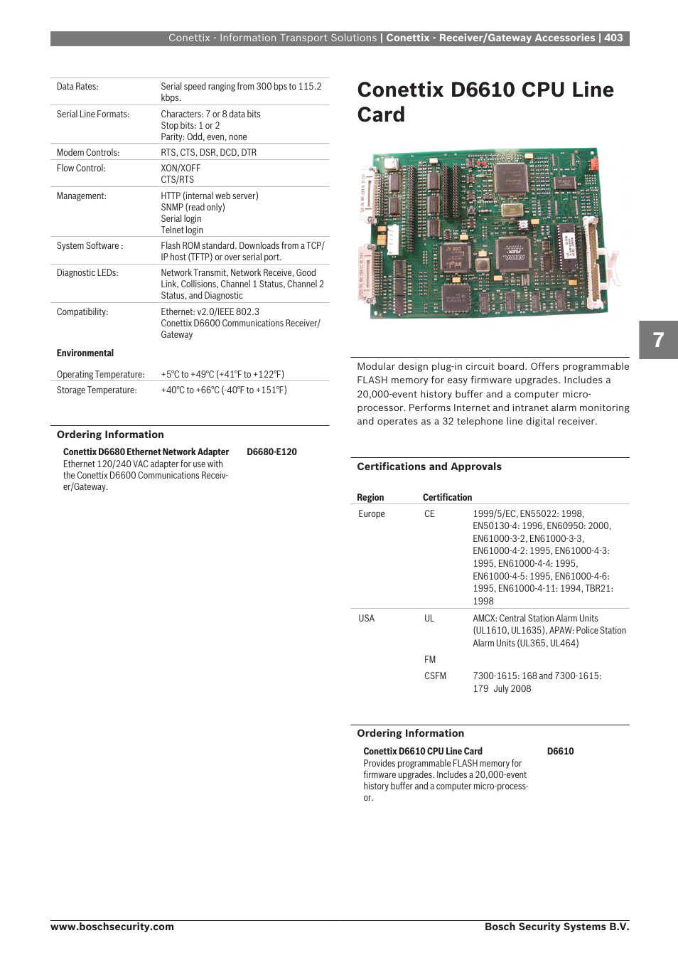 Conettix d6610 cpu line card | Bosch 8-Dec User Manual | Page 411 / 506