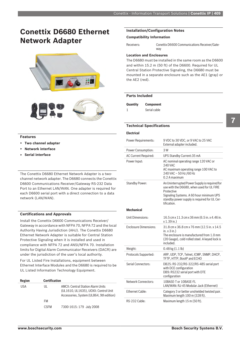 Conettix d6680 ethernet network adapter, Conettix ip | Bosch 8-Dec User Manual | Page 417 / 506