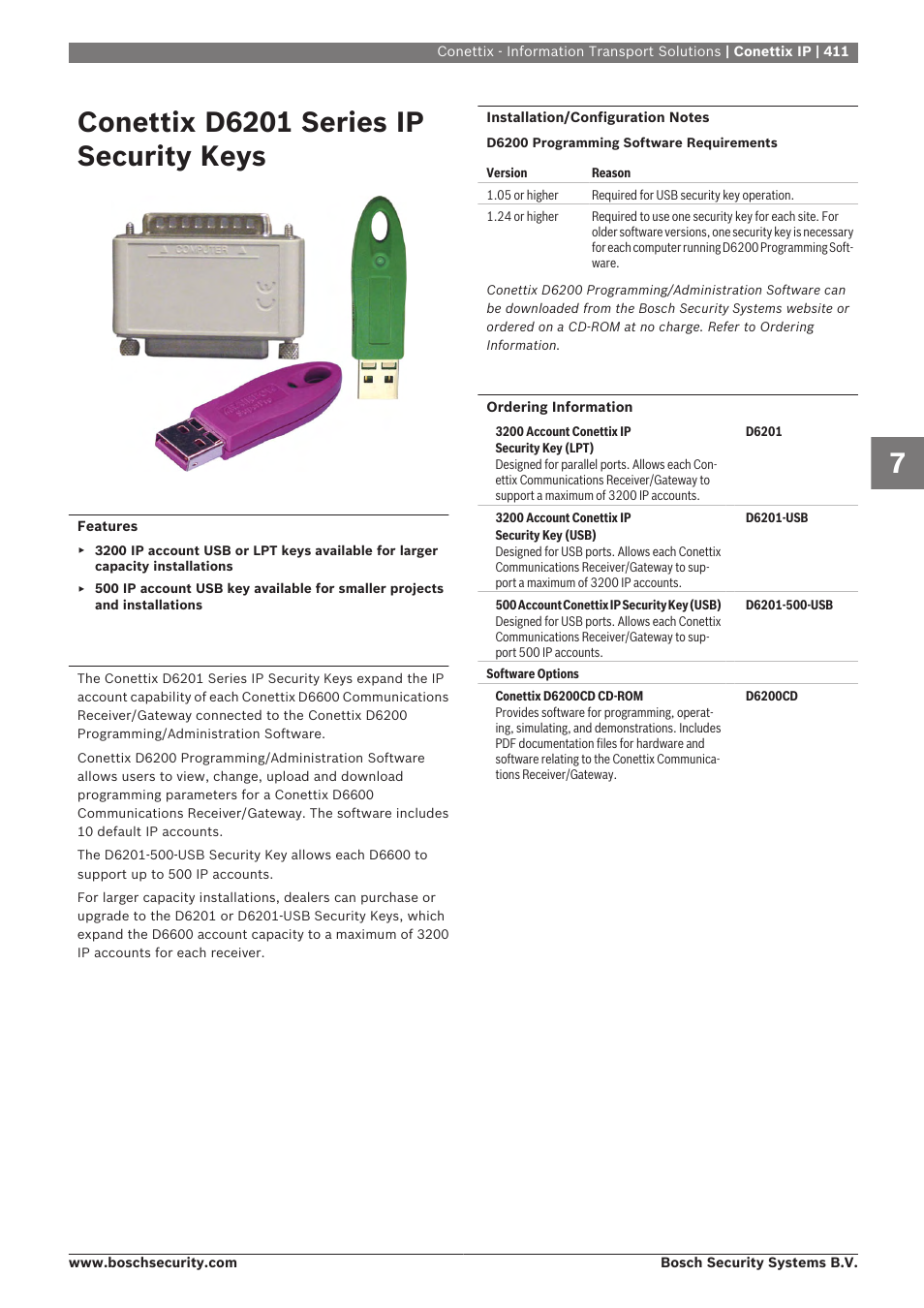 Conettix d6201 series ip security keys | Bosch 8-Dec User Manual | Page 419 / 506
