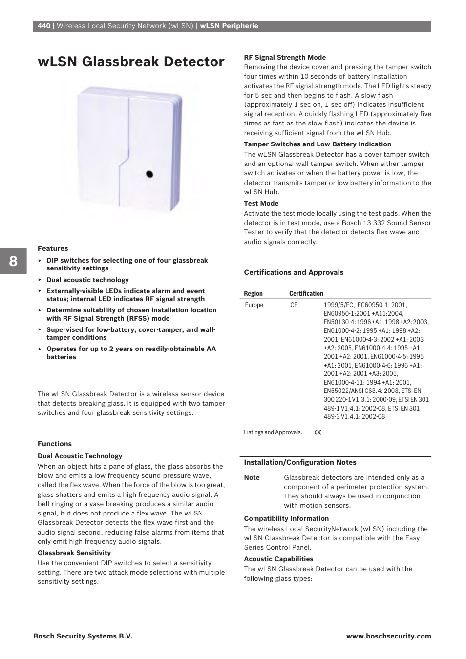 Wlsn glassbreak detector | Bosch 8-Dec User Manual | Page 448 / 506