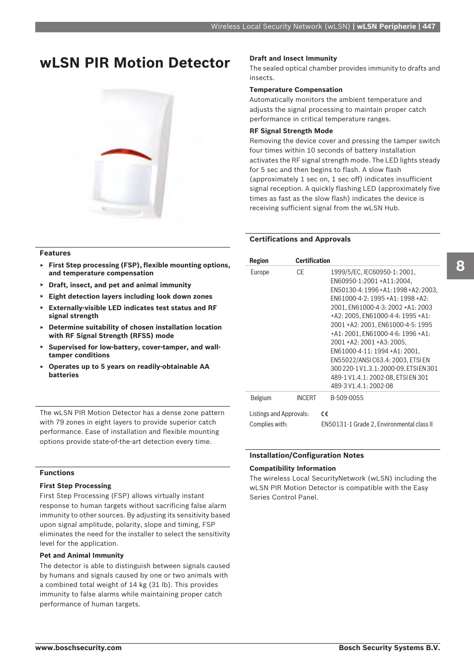 Wlsn pir motion detector | Bosch 8-Dec User Manual | Page 455 / 506