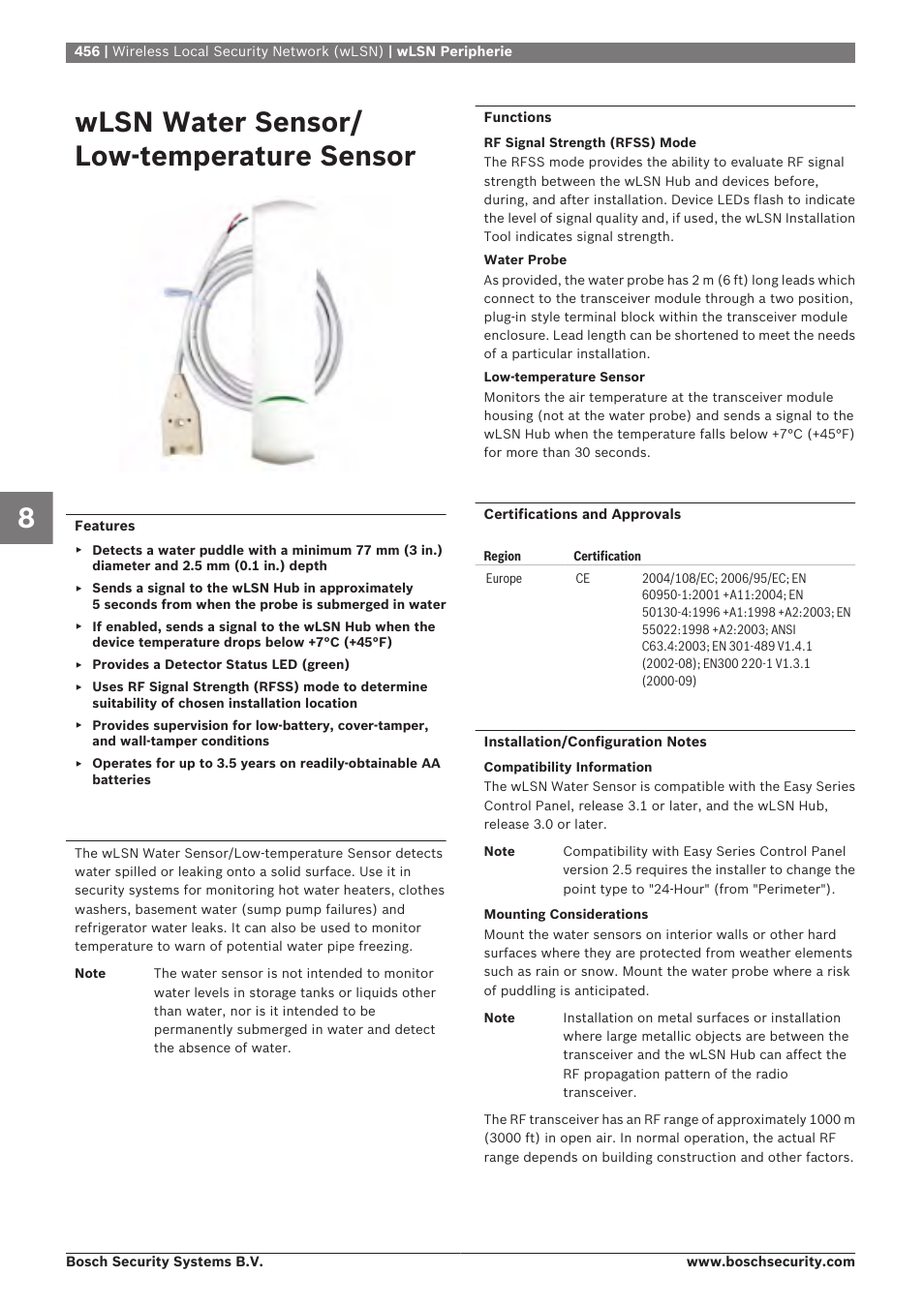 Wlsn water sensor/low‑temperature sensor, Wlsn water sensor/ low‑temperature sensor | Bosch 8-Dec User Manual | Page 464 / 506