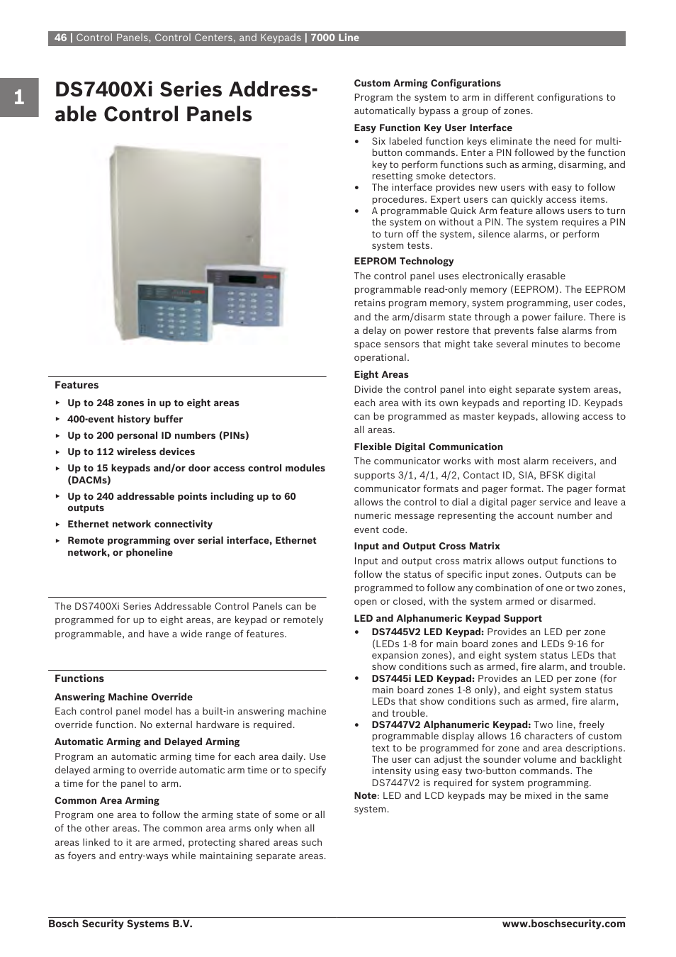 Ds7400xi series addressable control panels, Ds7400xi series address- able control panels | Bosch 8-Dec User Manual | Page 54 / 506