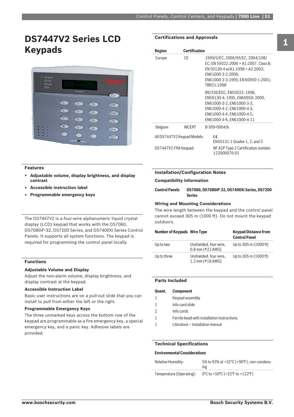 Ds7447v2 series lcd keypads | Bosch 8-Dec User Manual | Page 59 / 506