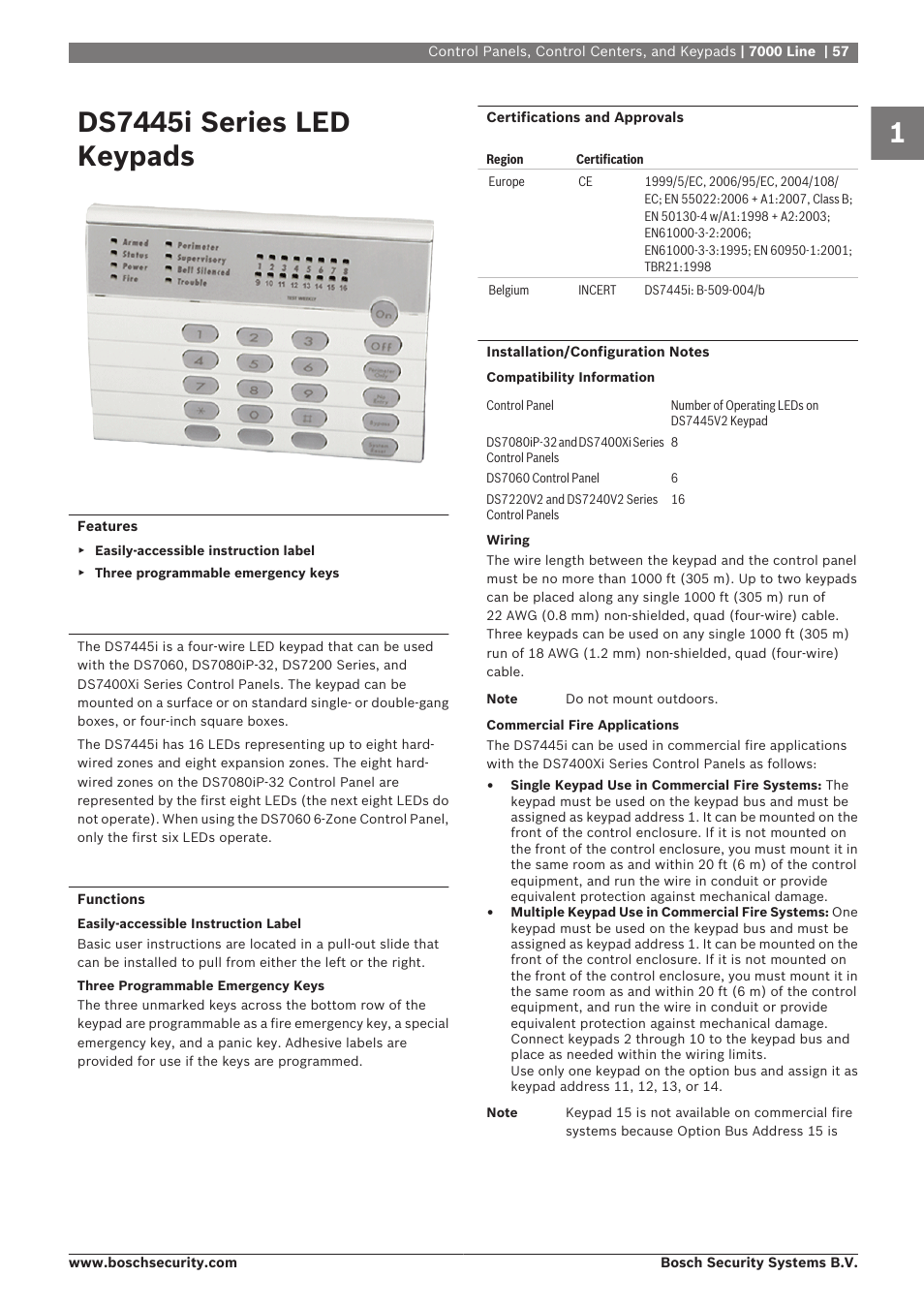 Ds7445i series led keypads | Bosch 8-Dec User Manual | Page 65 / 506