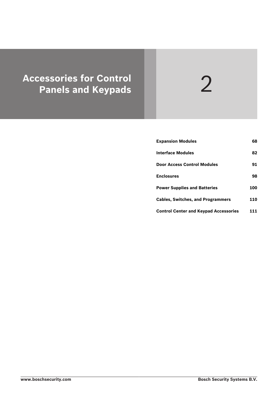 Accessories for control panels and keypads, Accessories for control panels and, Keypads | Bosch 8-Dec User Manual | Page 75 / 506