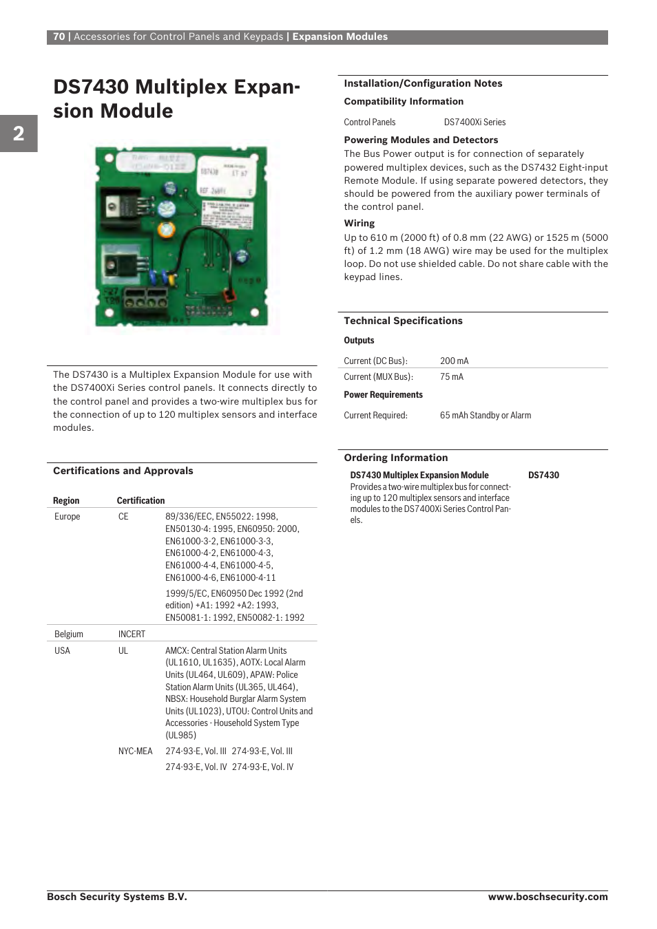 Ds7430 multiplex expansion module, Ds7430 multiplex expan- sion module | Bosch 8-Dec User Manual | Page 78 / 506