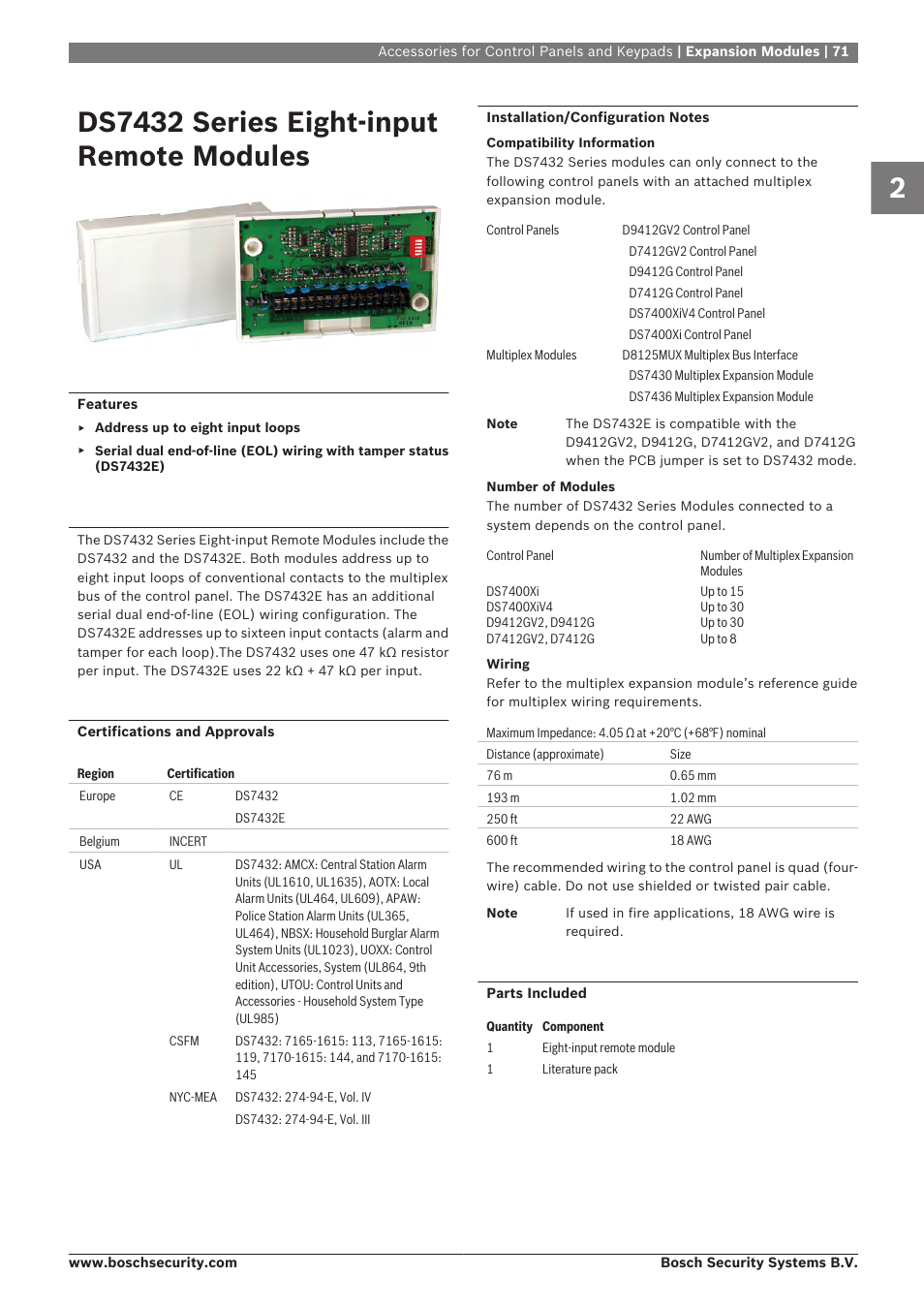 Ds7432 series eight‑input remote modules | Bosch 8-Dec User Manual | Page 79 / 506