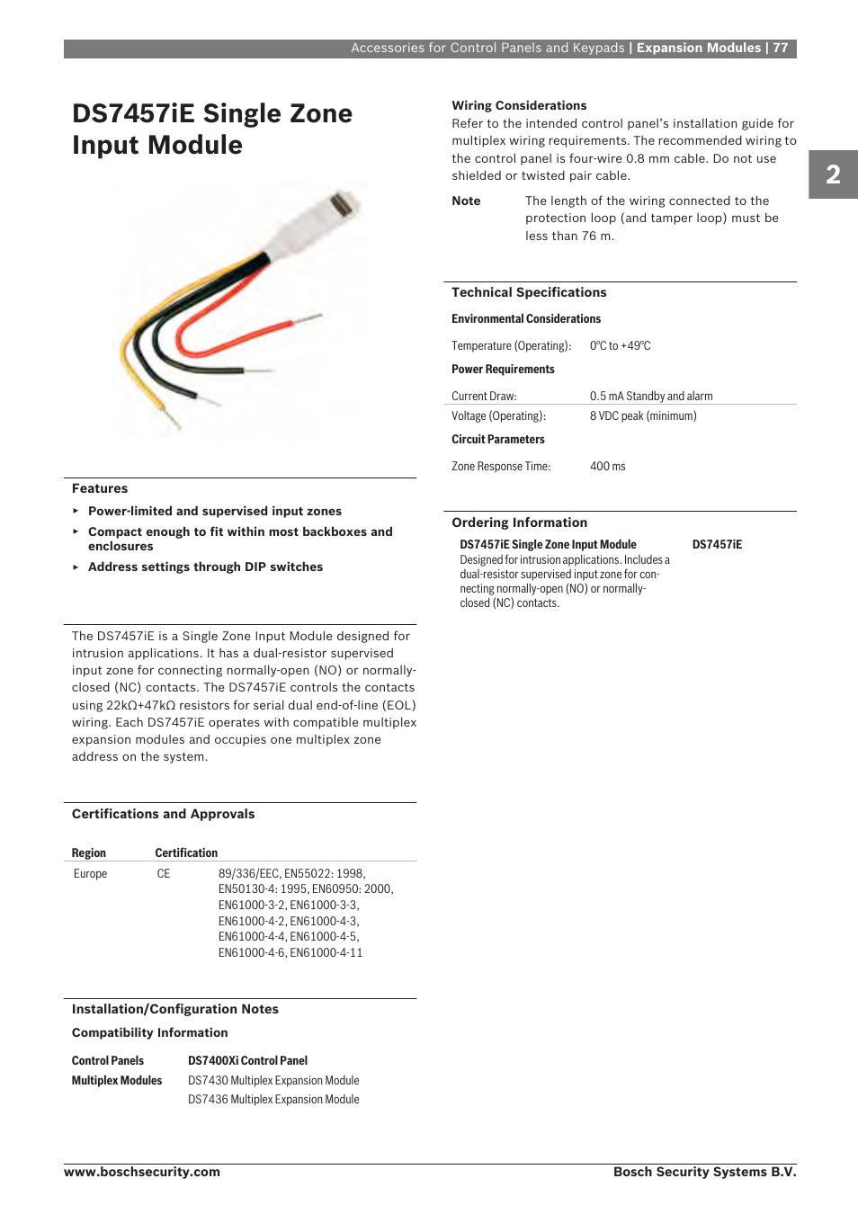 Ds7457ie single zone input module | Bosch 8-Dec User Manual | Page 85 / 506