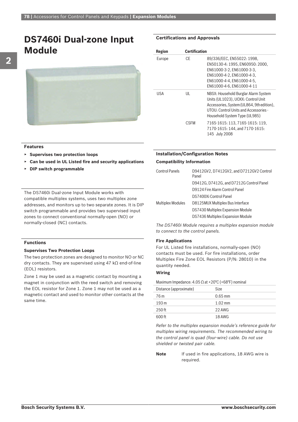 Ds7460i dual‑zone input module | Bosch 8-Dec User Manual | Page 86 / 506