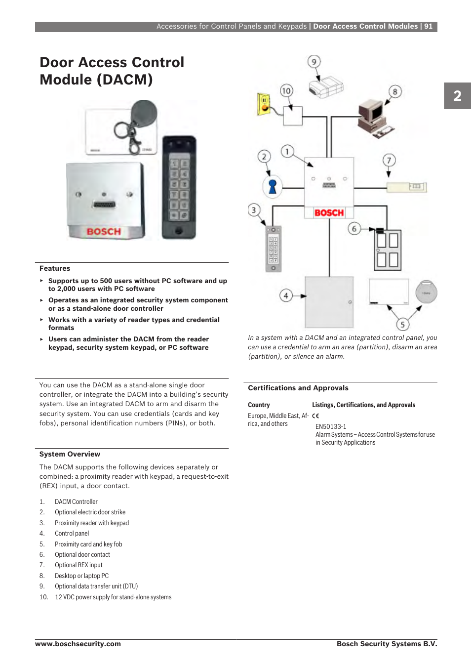 Door access control module (dacm), Door access control modules | Bosch 8-Dec User Manual | Page 99 / 506