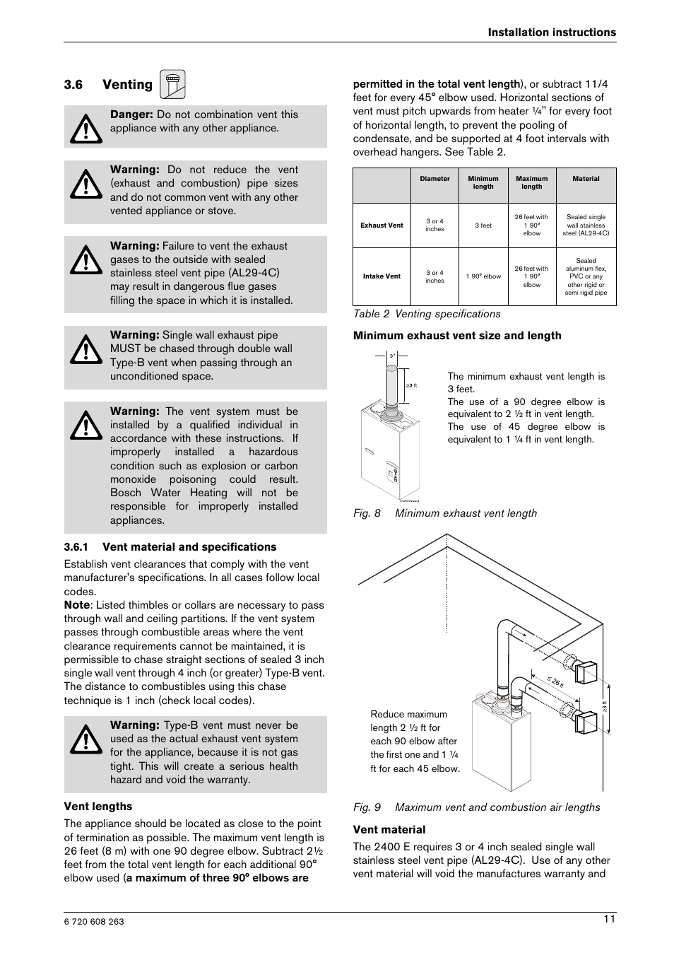 6 venting | Bosch AQUA STAR 2400E LP User Manual | Page 11 / 48