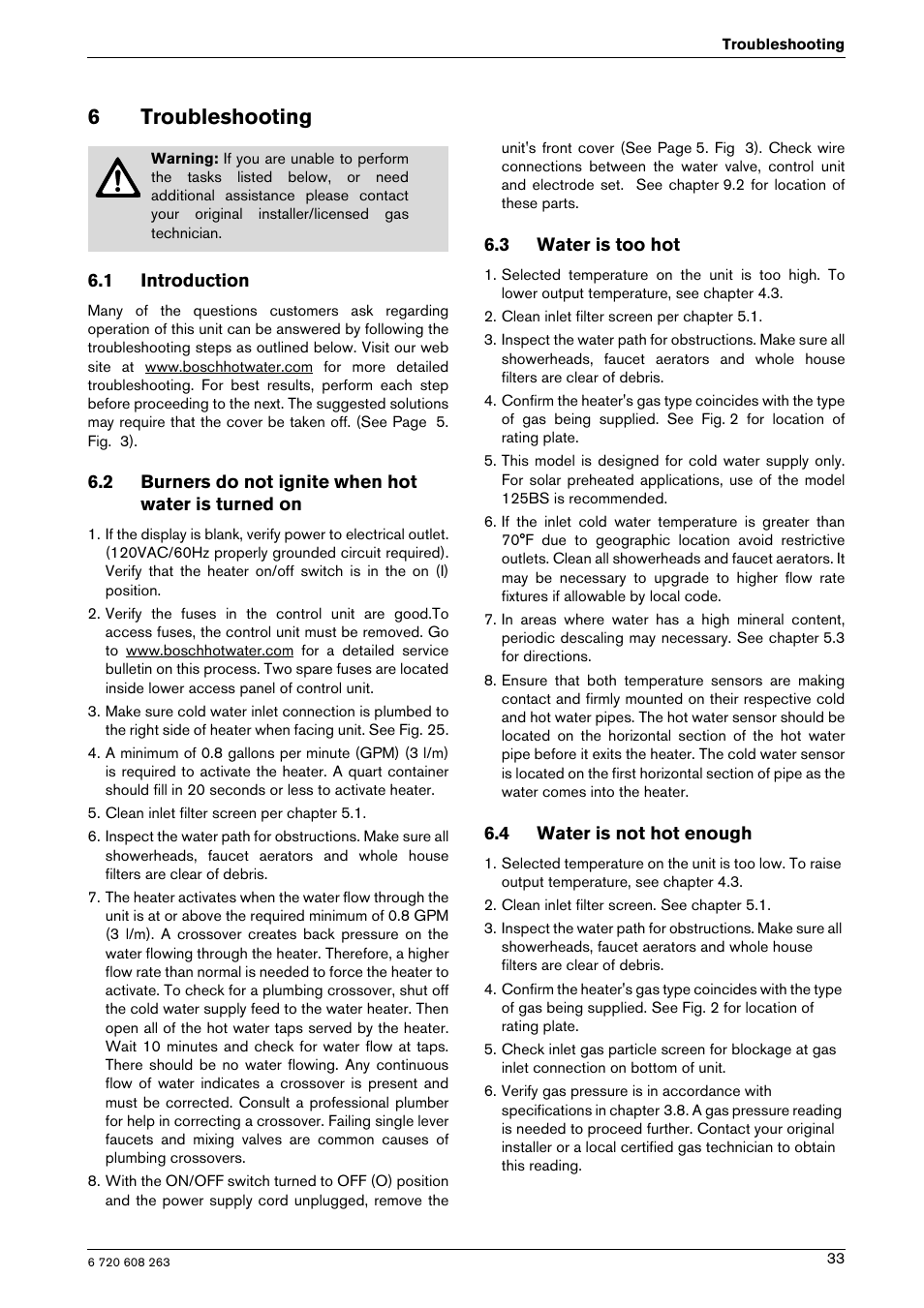 6troubleshooting | Bosch AQUA STAR 2400E LP User Manual | Page 33 / 48