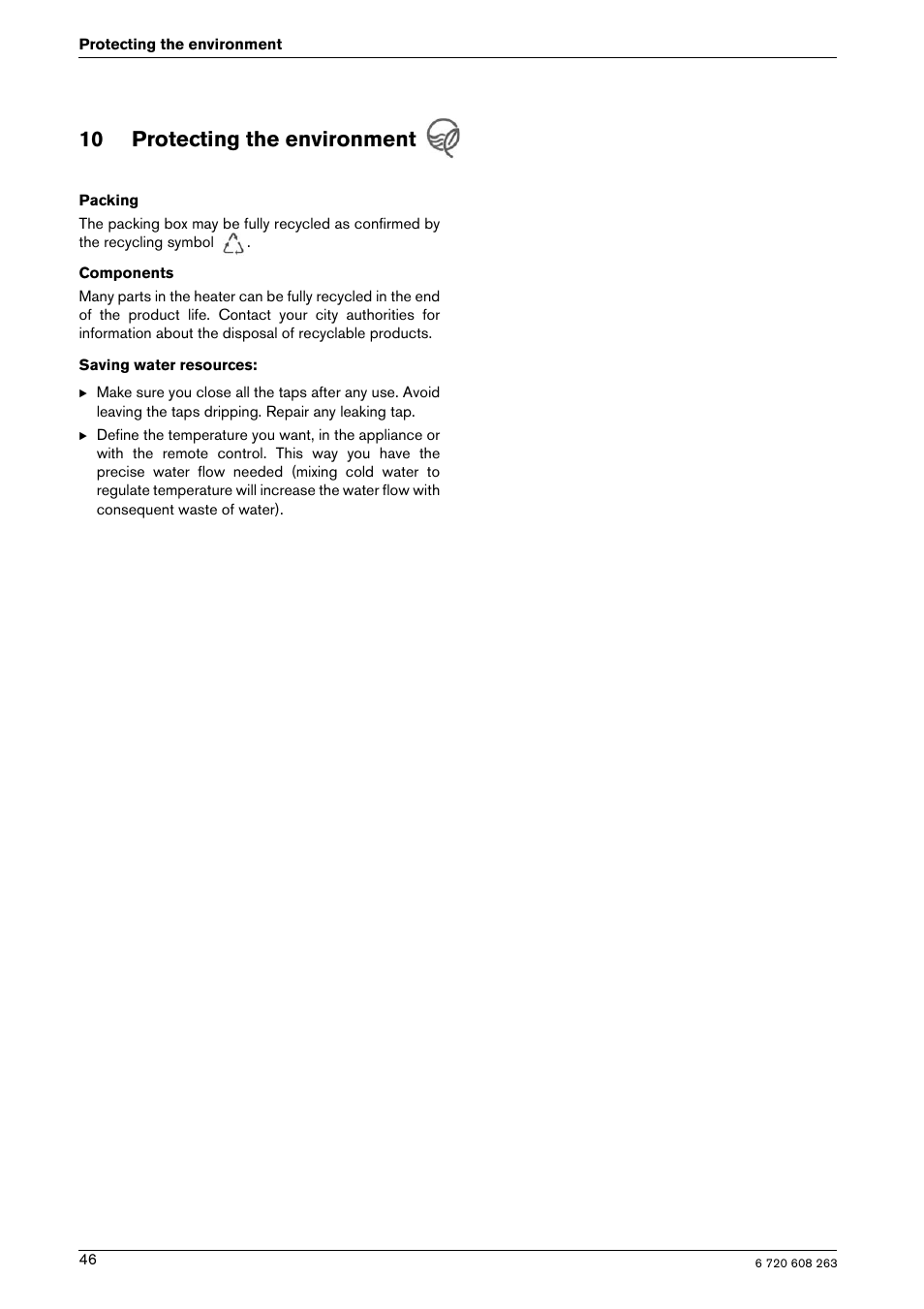 10 protecting the environment | Bosch AQUA STAR 2400E LP User Manual | Page 46 / 48