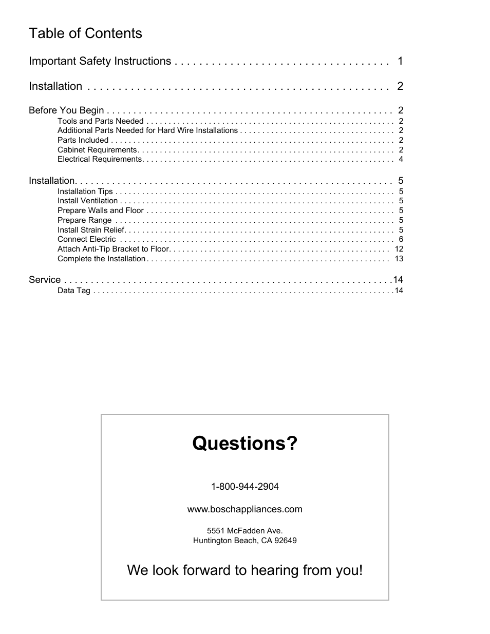 Bosch HES7052U User Manual | Page 2 / 48