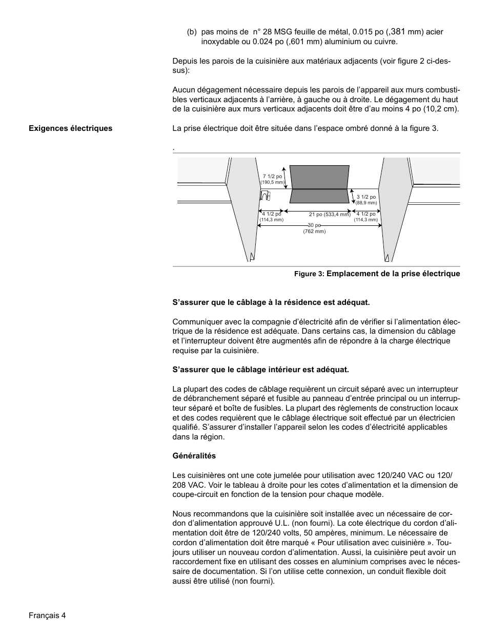 Exigences électriques | Bosch HES7052U User Manual | Page 22 / 48