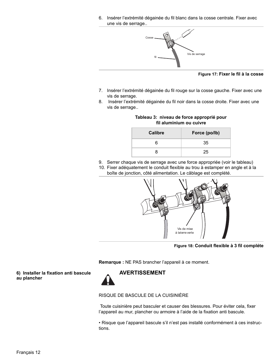 6) installer la fixation anti bascule au plancher, Avertissement | Bosch HES7052U User Manual | Page 30 / 48