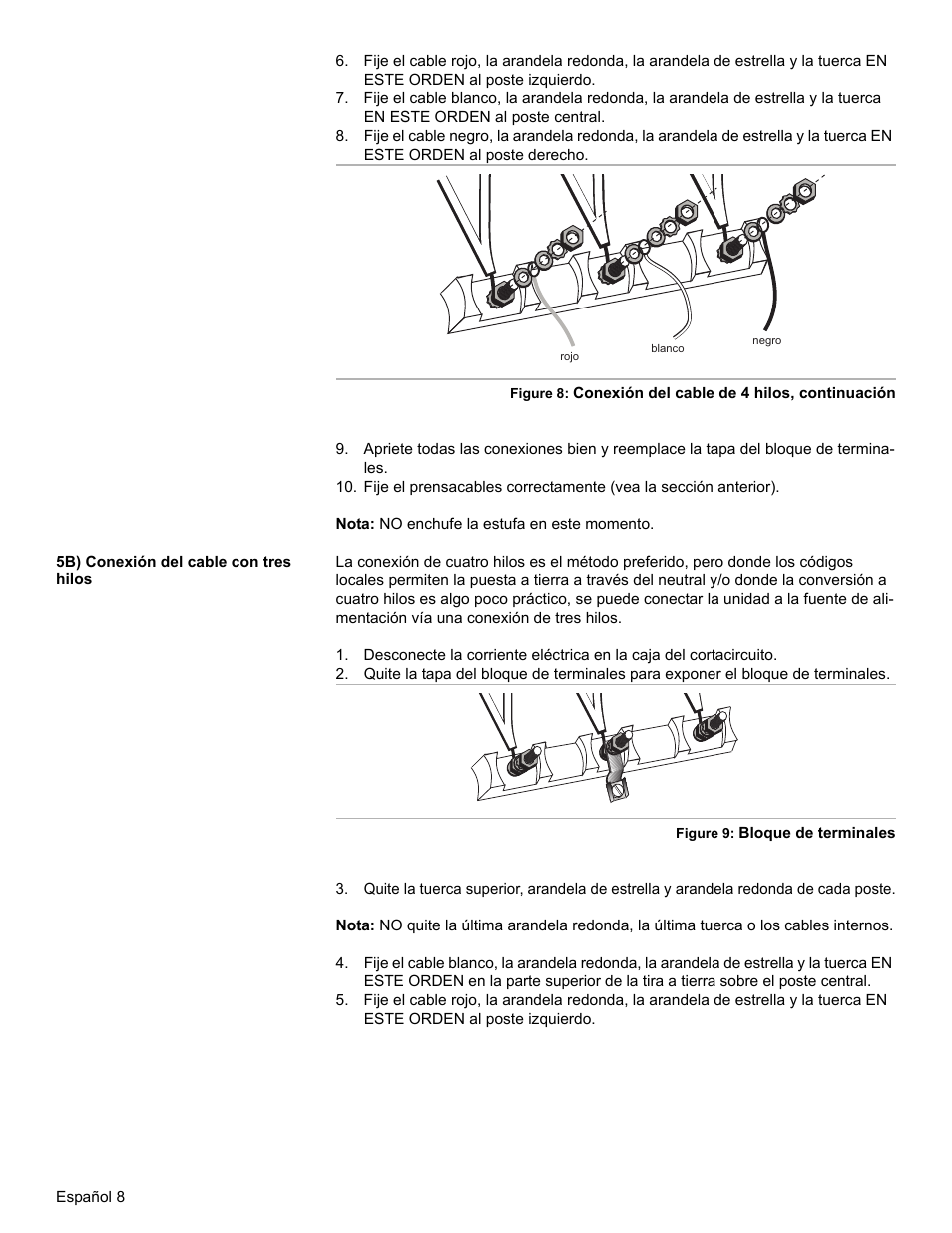 5b) conexión del cable con tres hilos | Bosch HES7052U User Manual | Page 42 / 48