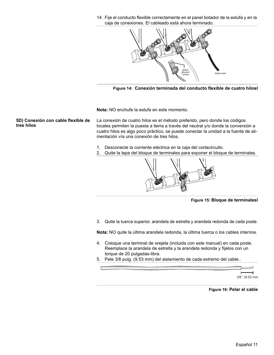 5d) conexión con cable flexible de tres hilos | Bosch HES7052U User Manual | Page 45 / 48