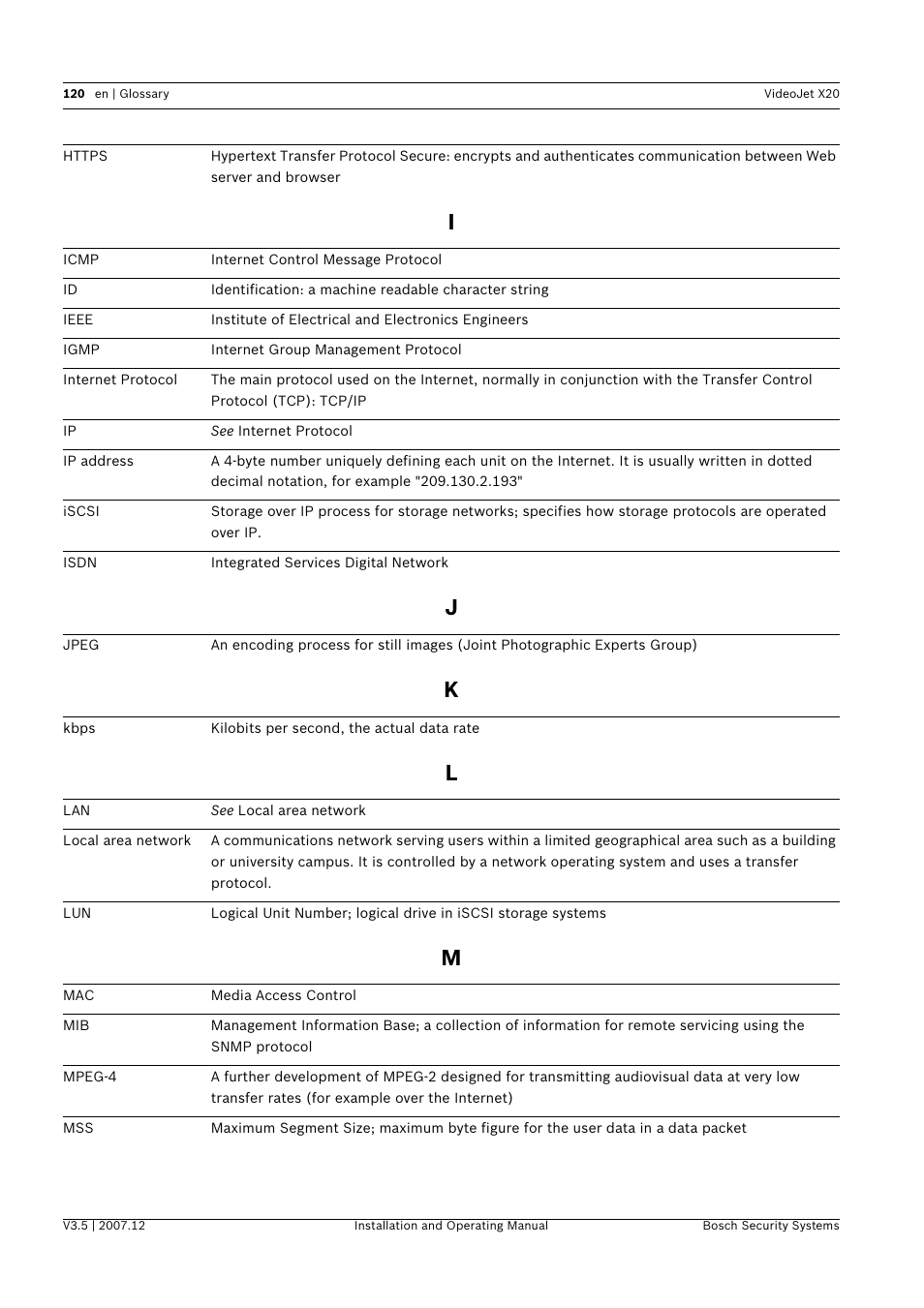 Bosch VIDEOJET X20 User Manual | Page 120 / 130