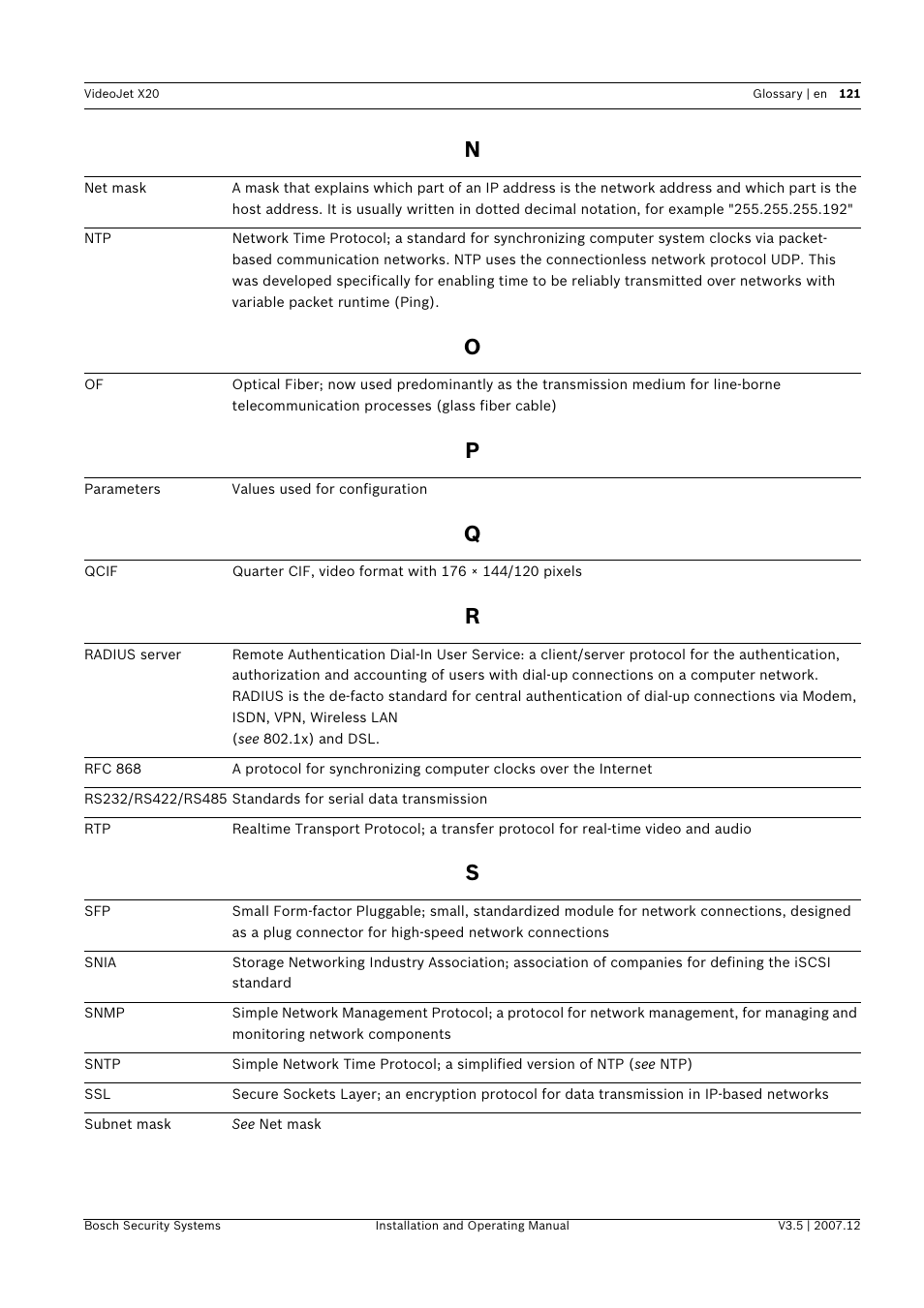 Bosch VIDEOJET X20 User Manual | Page 121 / 130