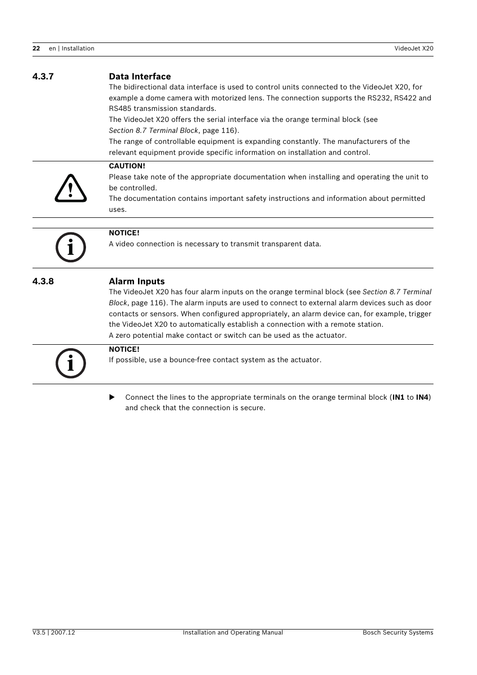 Bosch VIDEOJET X20 User Manual | Page 22 / 130