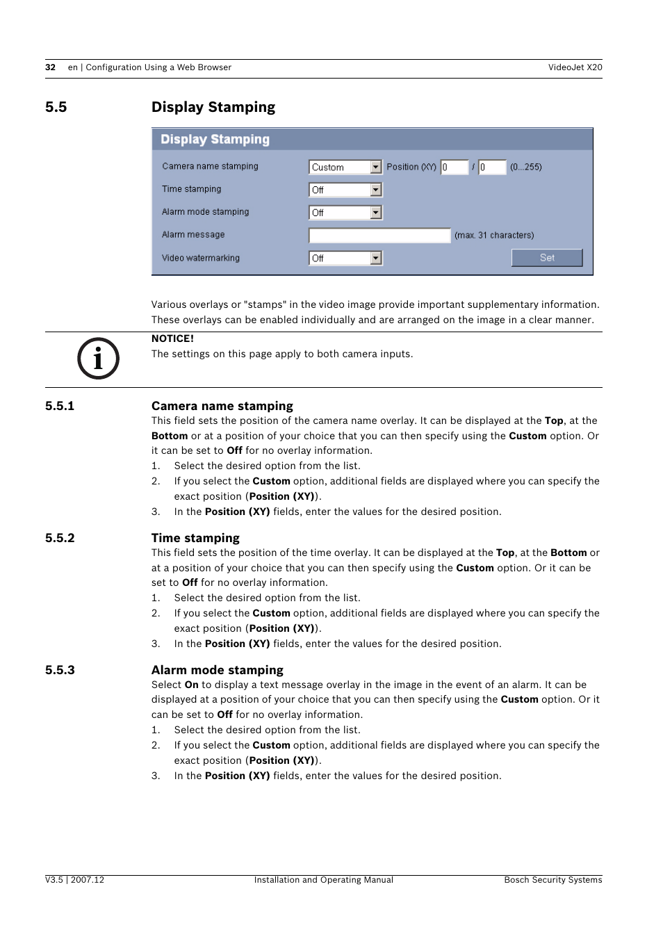 5 display stamping, Display stamping | Bosch VIDEOJET X20 User Manual | Page 32 / 130