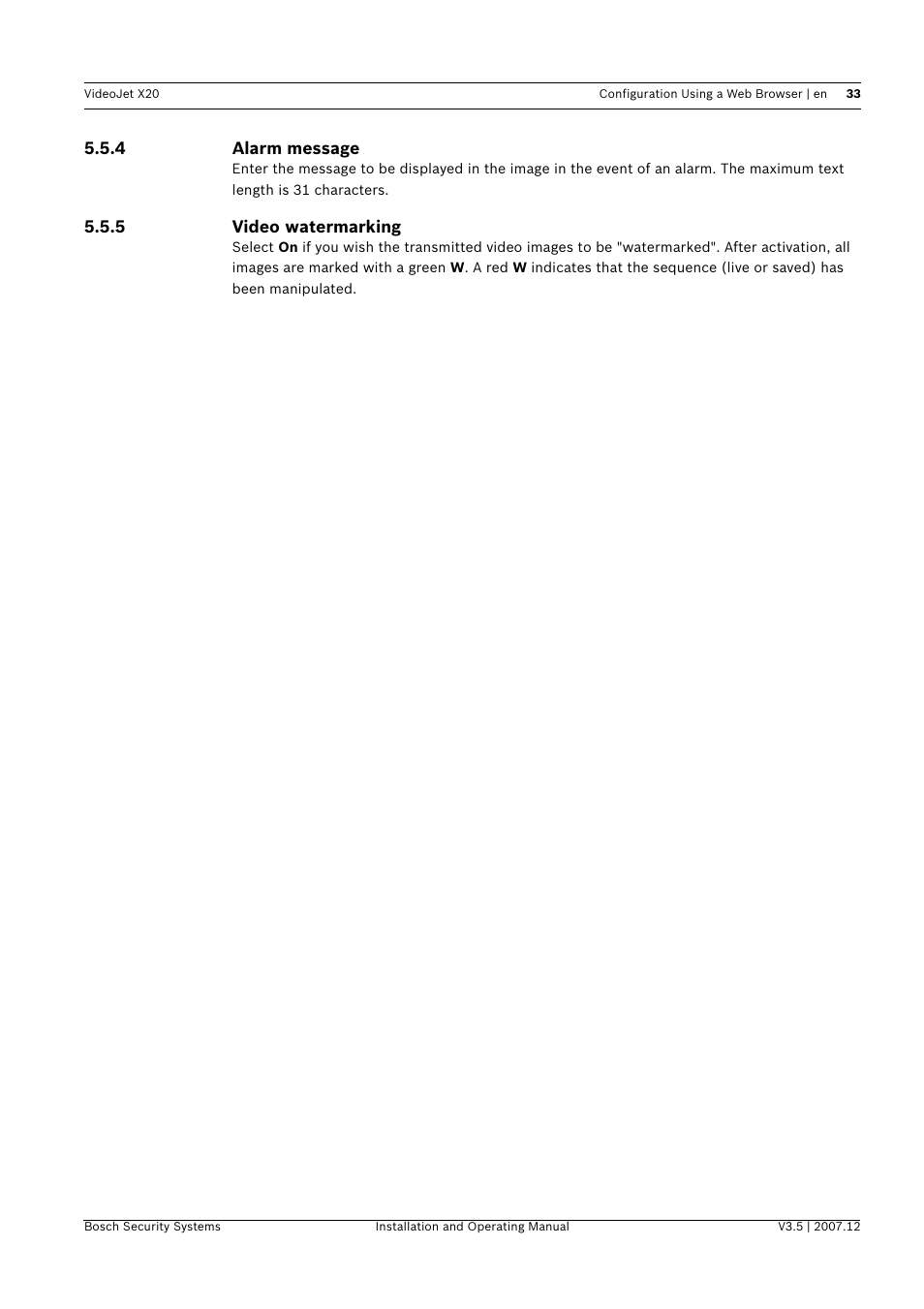 Bosch VIDEOJET X20 User Manual | Page 33 / 130