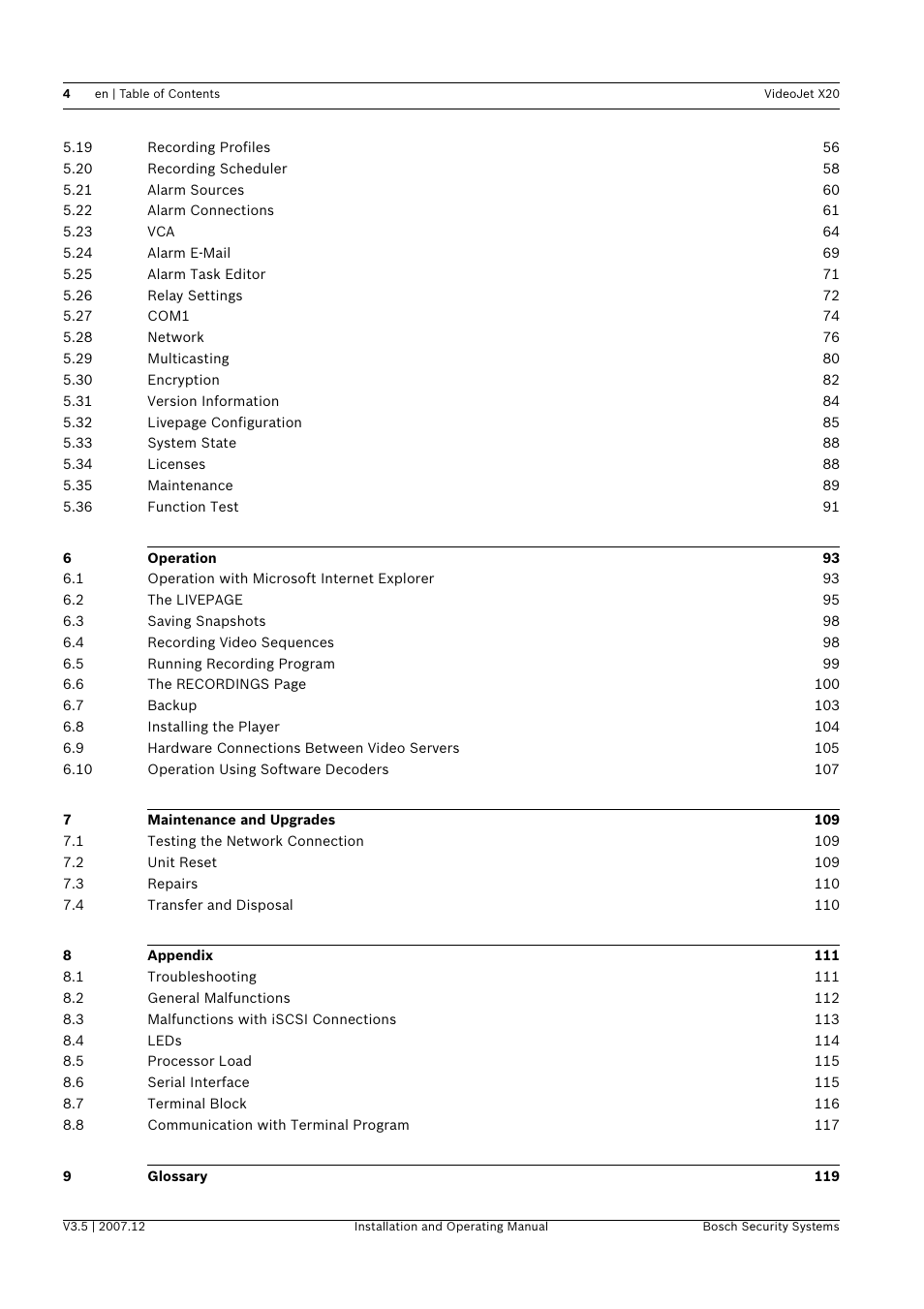Bosch VIDEOJET X20 User Manual | Page 4 / 130