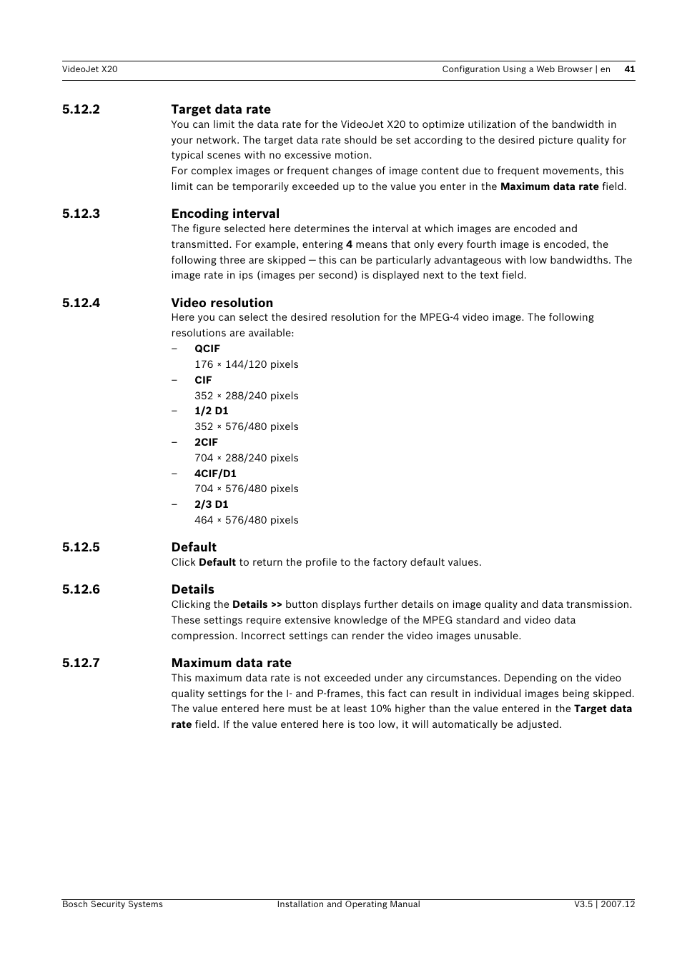 Bosch VIDEOJET X20 User Manual | Page 41 / 130