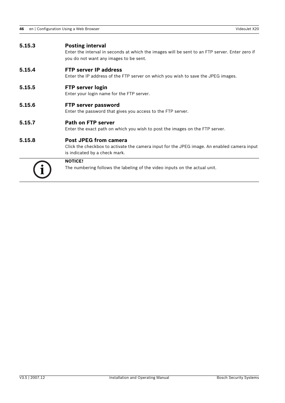 Bosch VIDEOJET X20 User Manual | Page 46 / 130