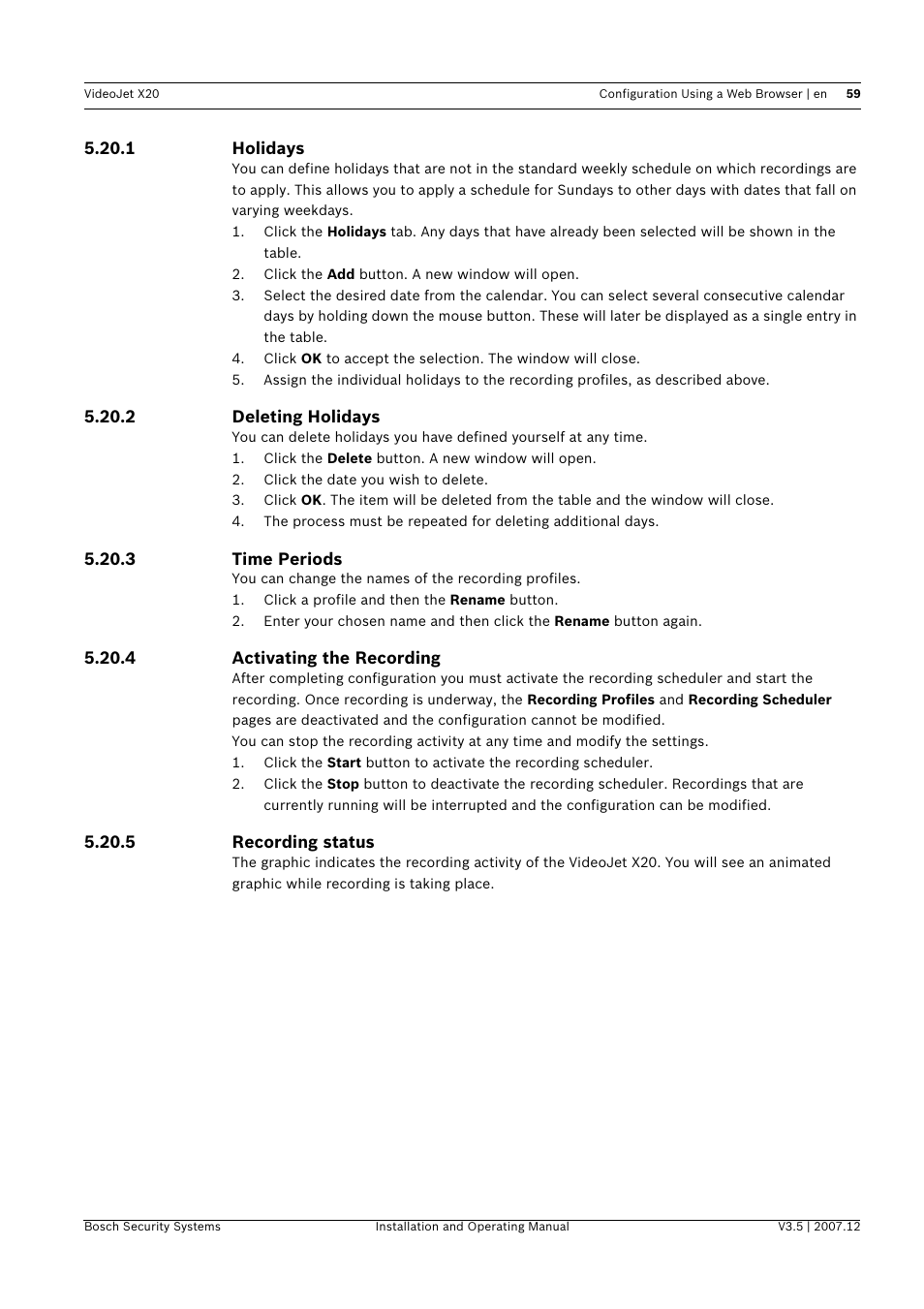 Bosch VIDEOJET X20 User Manual | Page 59 / 130