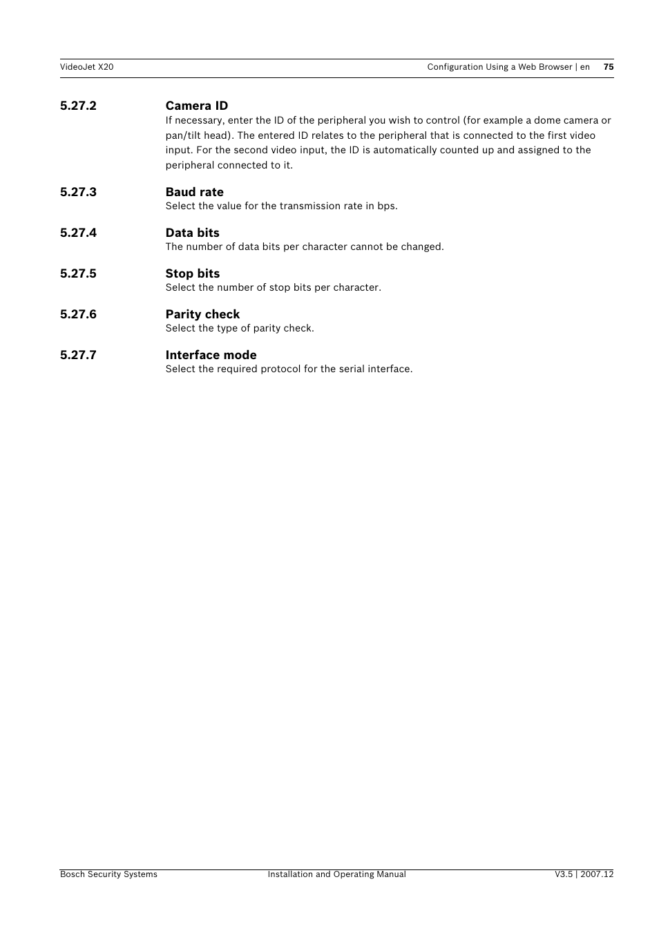 Bosch VIDEOJET X20 User Manual | Page 75 / 130