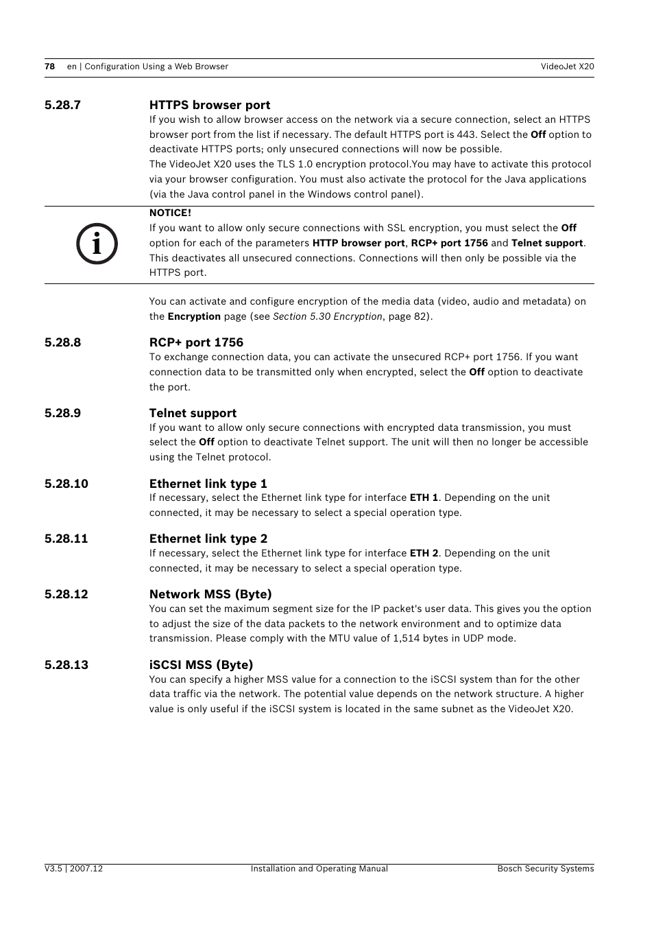 Bosch VIDEOJET X20 User Manual | Page 78 / 130