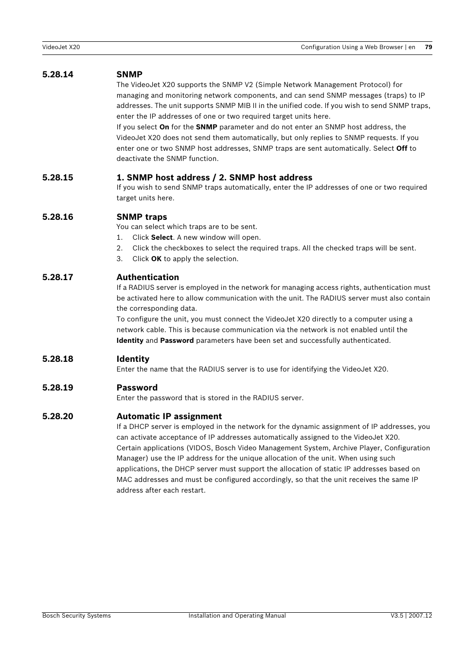 Bosch VIDEOJET X20 User Manual | Page 79 / 130