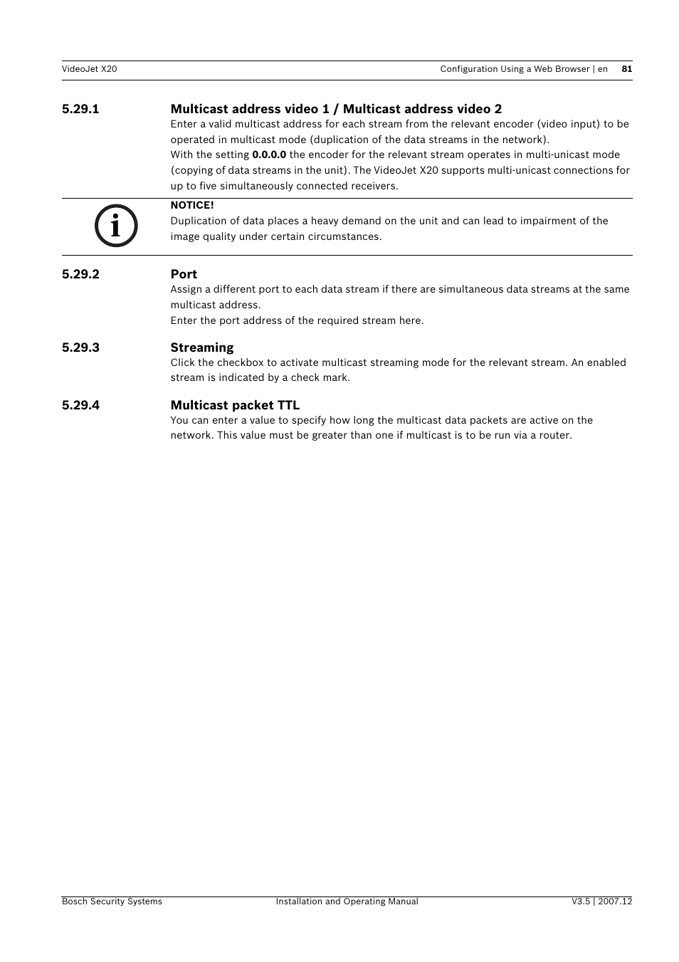 Bosch VIDEOJET X20 User Manual | Page 81 / 130