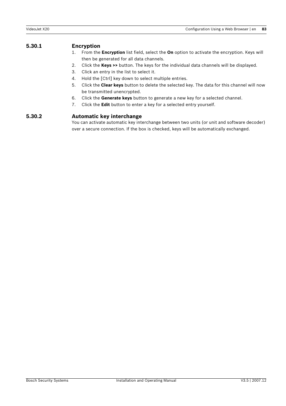 Bosch VIDEOJET X20 User Manual | Page 83 / 130