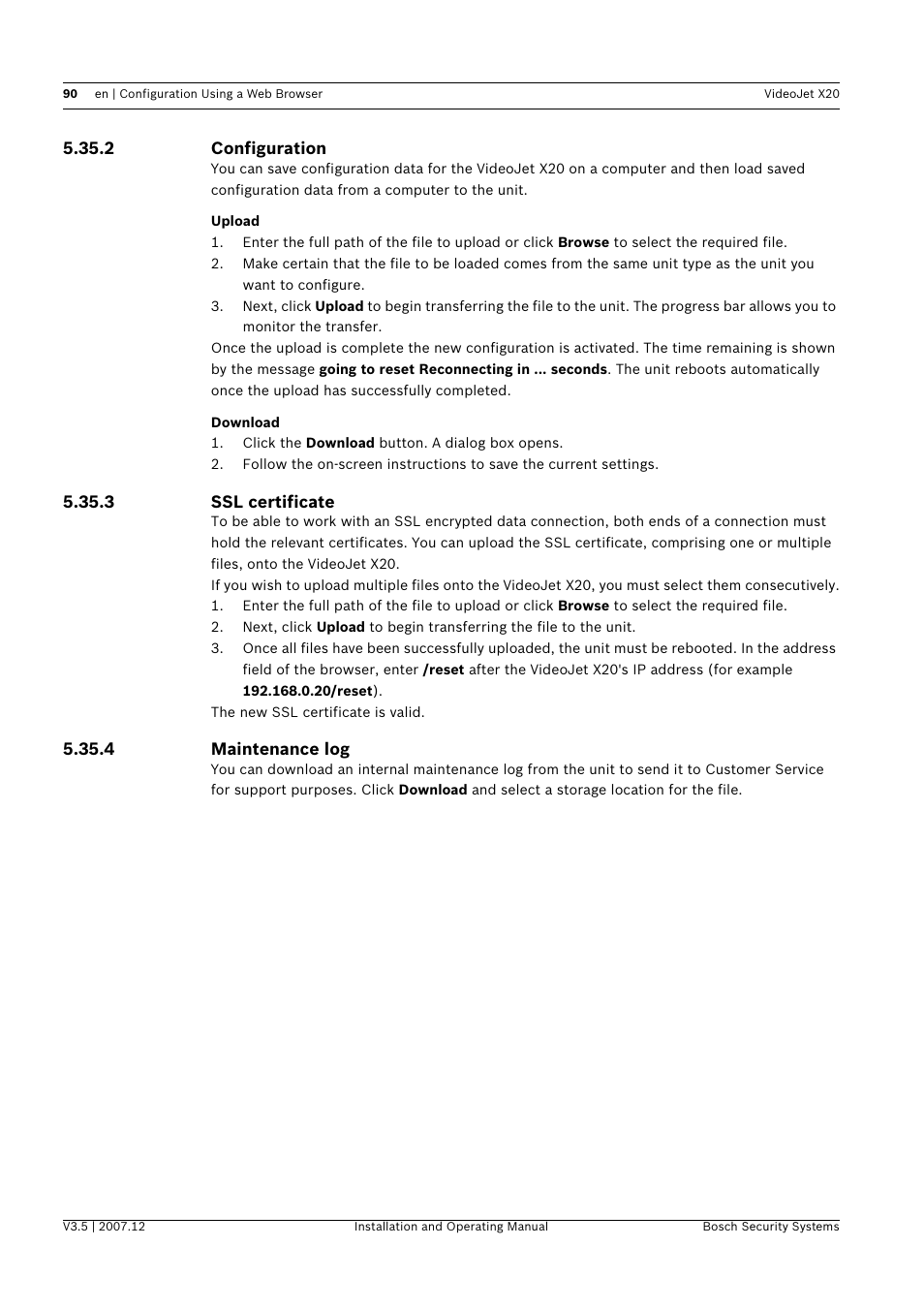 Bosch VIDEOJET X20 User Manual | Page 90 / 130