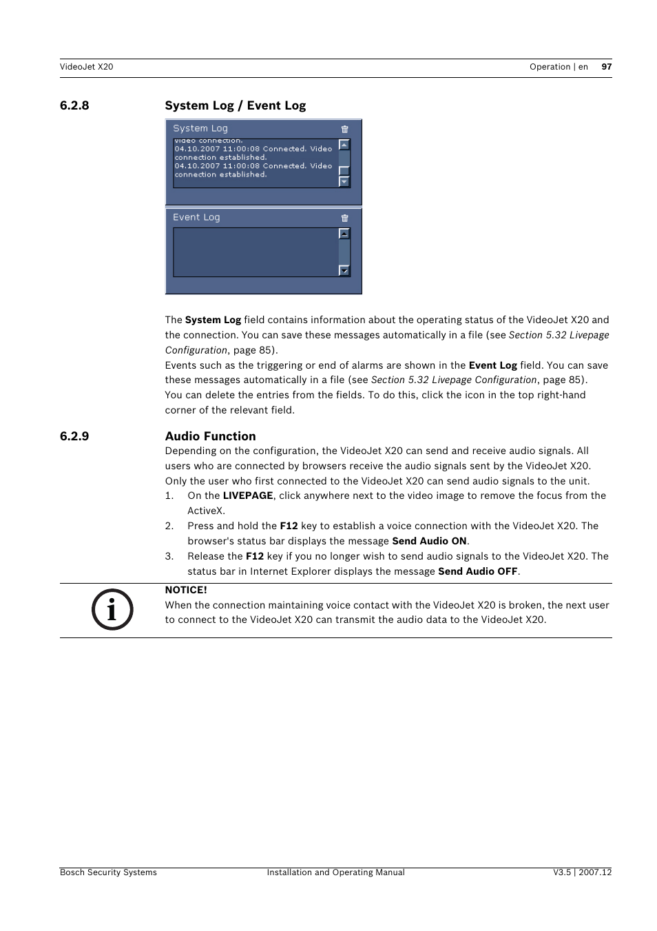 Bosch VIDEOJET X20 User Manual | Page 97 / 130