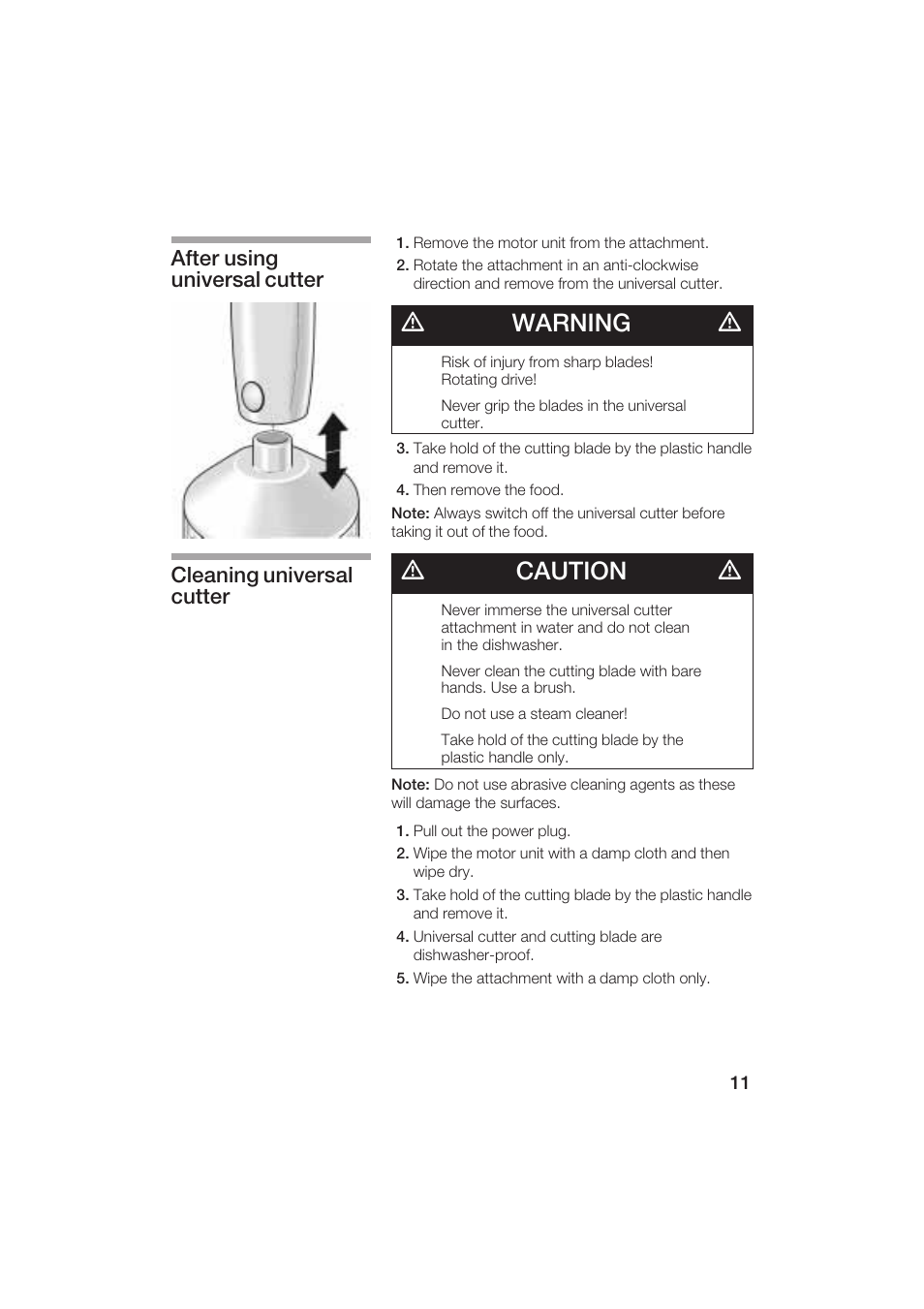 Dwarning d, Dcaution d | Bosch MSM 5000 UC User Manual | Page 11 / 36