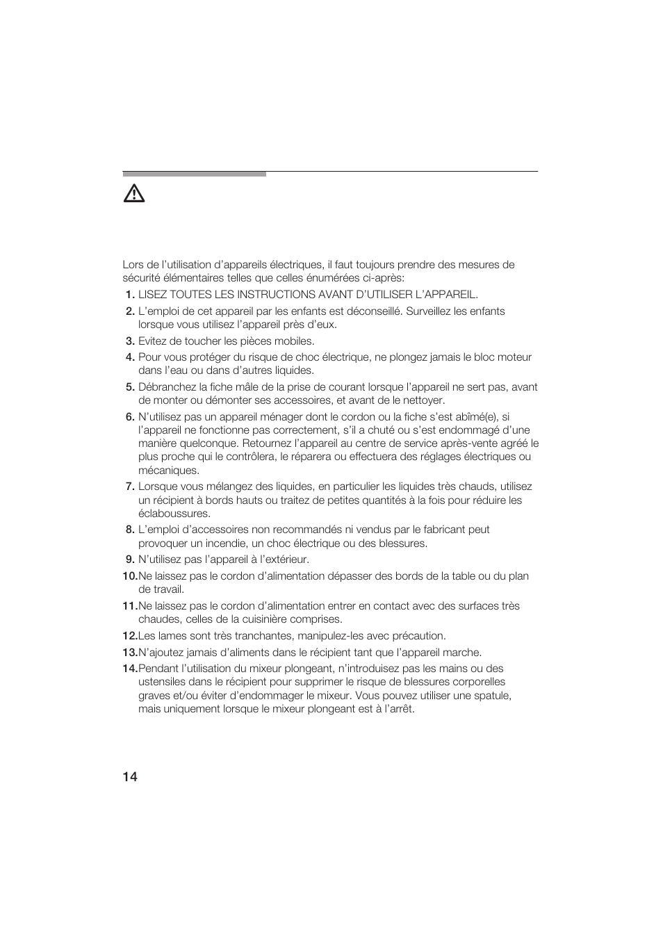 Consignes de sécurité importantes | Bosch MSM 5000 UC User Manual | Page 14 / 36