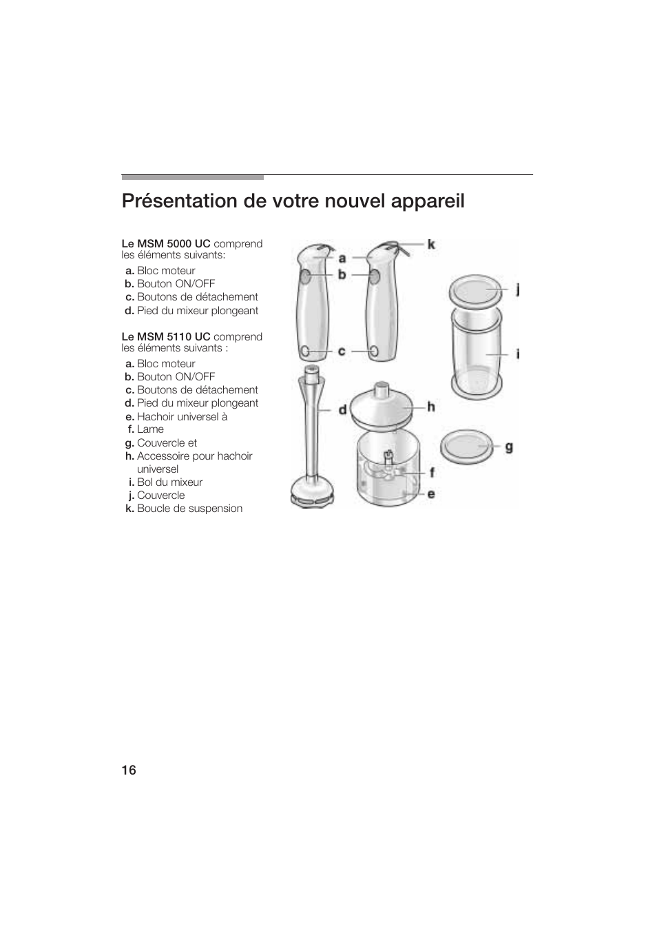 Présentation de votre nouvel appareil | Bosch MSM 5000 UC User Manual | Page 16 / 36