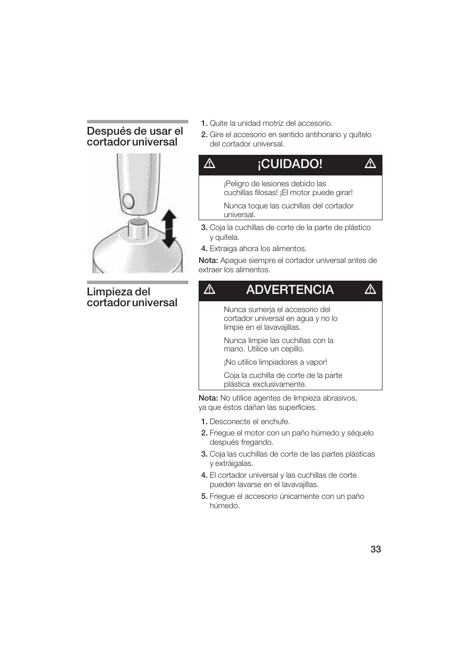 D¡cuidado! d, Dadvertencia d | Bosch MSM 5000 UC User Manual | Page 33 / 36