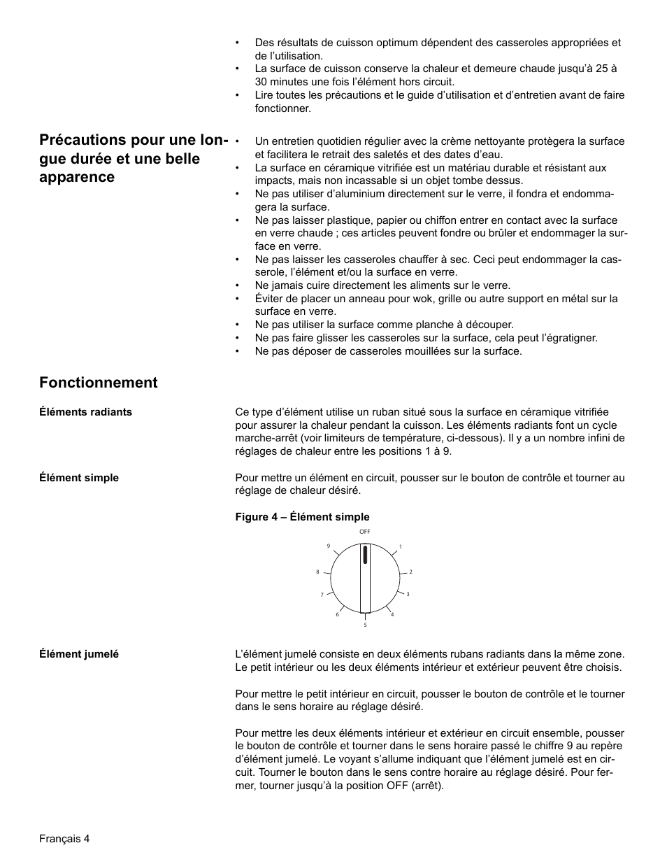 Fonctionnement, Éléments radiants, Élément simple | Élément jumelé | Bosch BOSCH Cooktop User Manual | Page 18 / 40