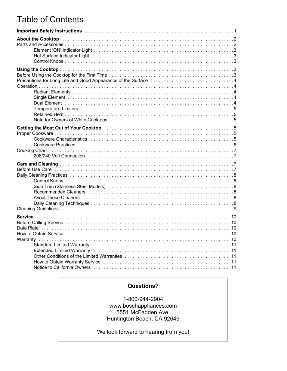 Bosch BOSCH Cooktop User Manual | Page 2 / 40