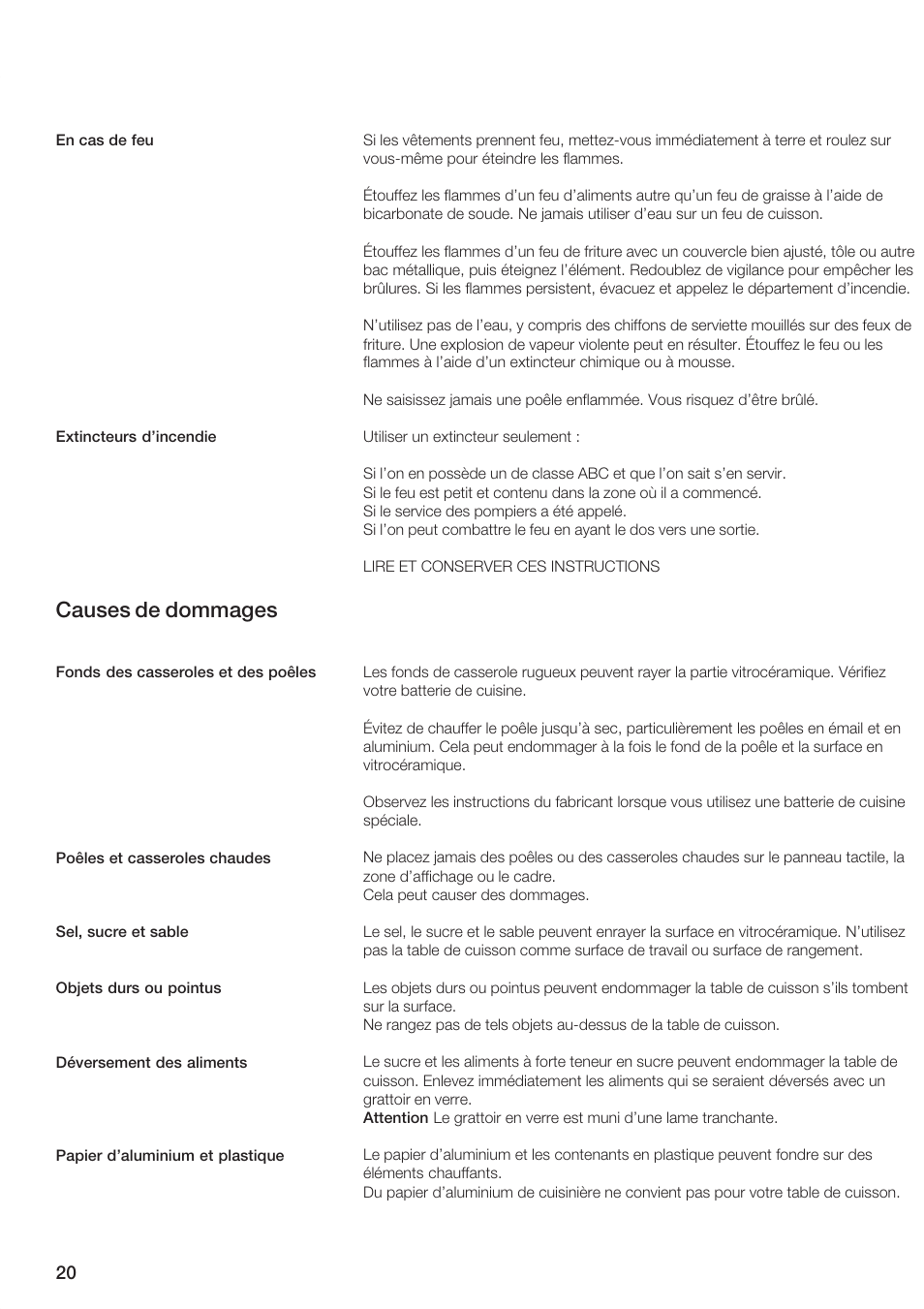 Causes de dommages | Bosch NEM 74 User Manual | Page 20 / 48