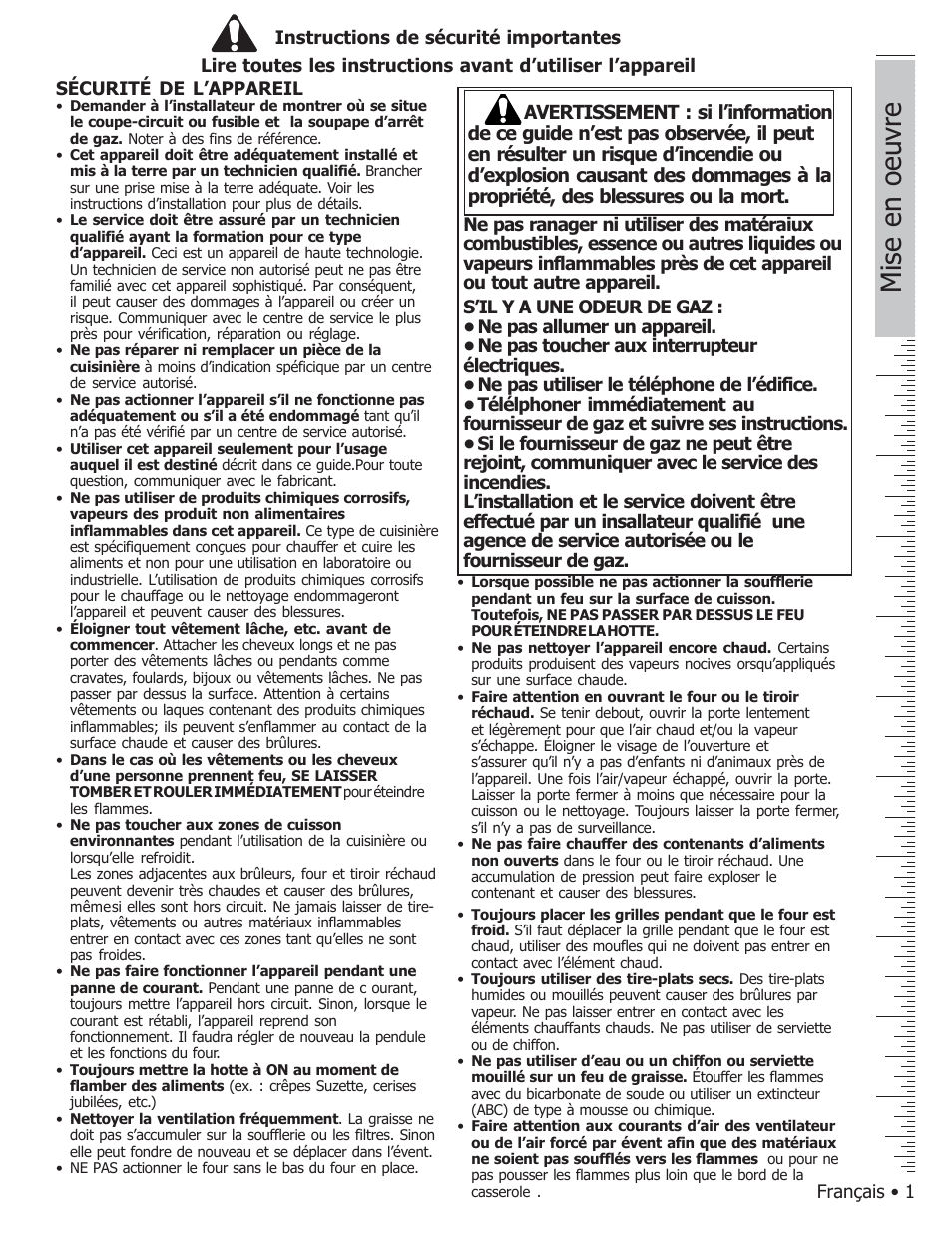 Mise en oeuvre | Bosch BOSCH GAS FREE-STANDING CONVECTION RANGE User Manual | Page 39 / 104