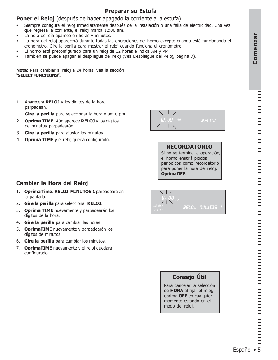 Comenzar | Bosch BOSCH GAS FREE-STANDING CONVECTION RANGE User Manual | Page 77 / 104
